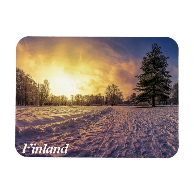 Solnedgång över vinterparken magnet (Horisontell)
