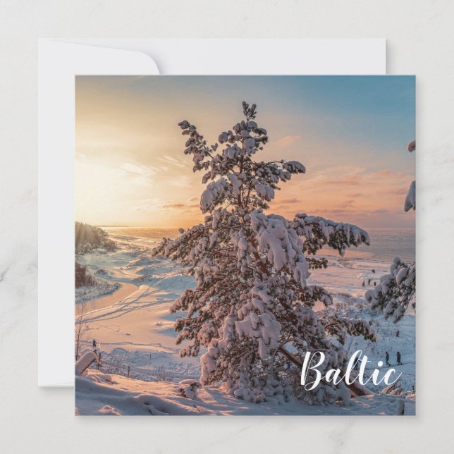 Solnedgång över vintersnöhavet kusten (Framsida)