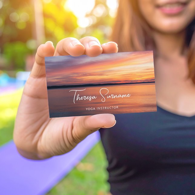 Solnedgång över Yoga-instruktör för yogalärare Visitkort (Skapare uppladdad)