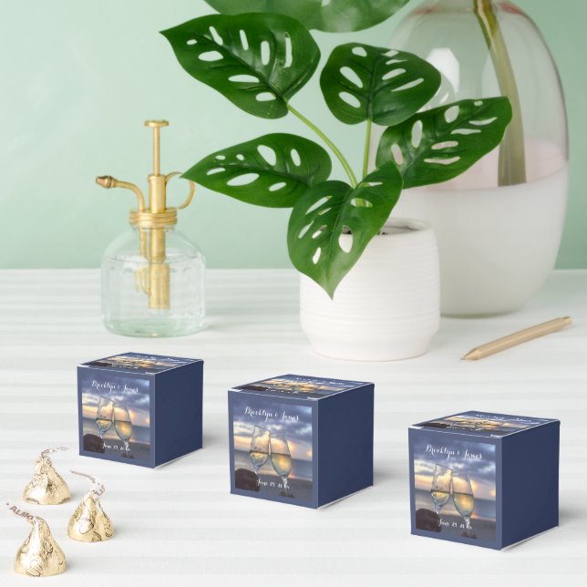 Solnedgång på Beach Blue Wedor Favor Boxes Presentaskar (Multipel)