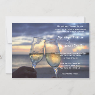 Solnedgång på Beach Wedding Inbjudan