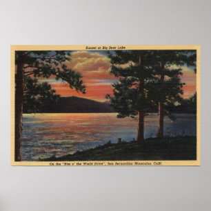 Solnedgång på Big Bear sjön Poster