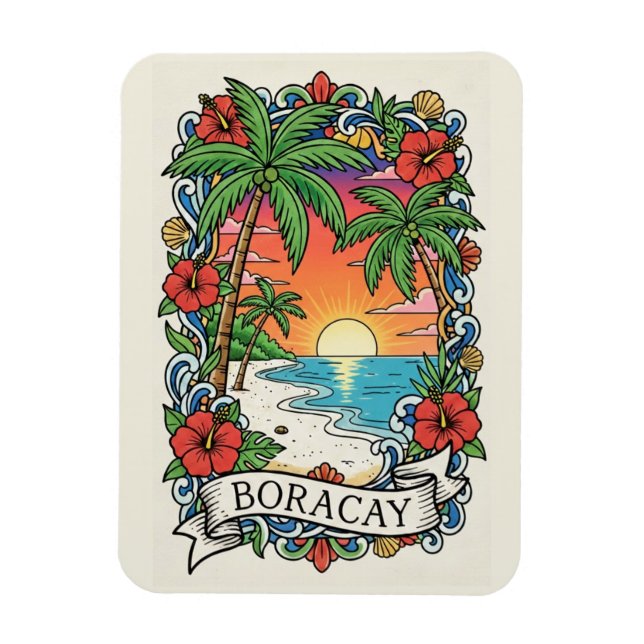 Solnedgång på Boracay Filippinerna  Magnet (Vertikal)