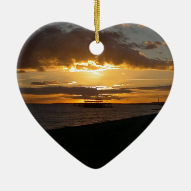 Solnedgång på den Brighton stranden Julgransprydnad Keramik (Framsidan)