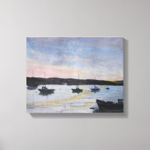 Solnedgång på den Exe bred flodmynning Canvastryck