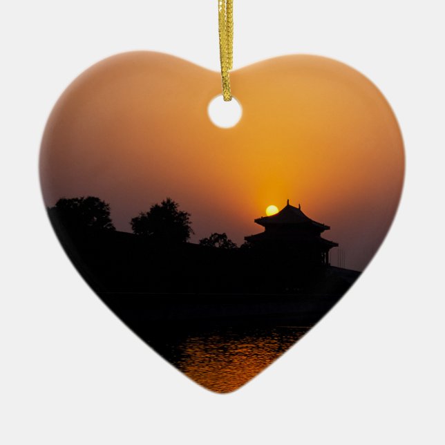 Solnedgång på den förbjudna staden - Peking, China Julgransprydnad Keramik (Framsidan)