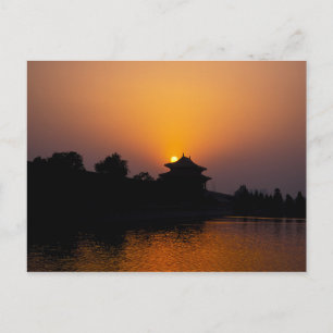 Solnedgång på den förbjudna staden - Peking, China Vykort