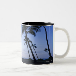 Solnedgång på den Kahaluu fjärden i Kona, Hawai Två-Tonad Mugg