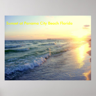 Solnedgång på den Panama City stranden Florida Poster