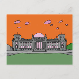 Solnedgång på den Reichstag byggnaden i Berlin Vykort