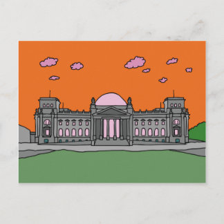 Solnedgång på den Reichstag byggnaden i Berlin Vykort