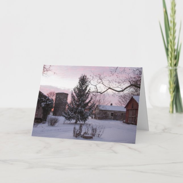 Solnedgång på det tomma hälsningkortet för kort (Framsida)