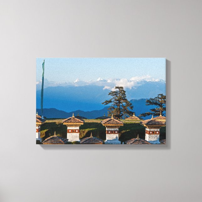 Solnedgång på Dochula Pass - Bhutan, Himalaya Canvastryck (Framsida)