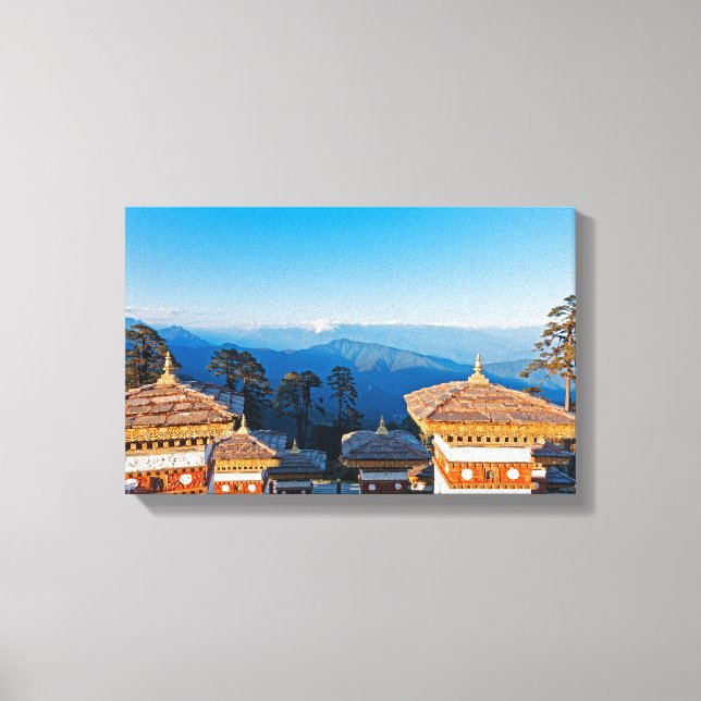 Solnedgång på Dochula Pass - Bhutan, Himalaya Canvastryck (Framsida)
