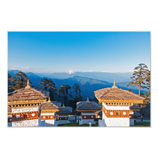 Solnedgång på Dochula Pass - Bhutan, Himalaya Fototryck (Framsidan)