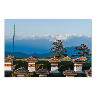 Solnedgång på Dochula Pass - Bhutan, Himalaya Fototryck