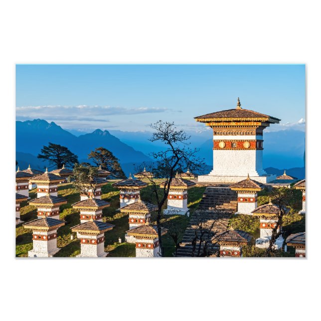 Solnedgång på Dochula Pass - Bhutan, Himalaya Fototryck (Framsidan)