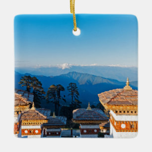 Solnedgång på Dochula Pass - Bhutan, Himalaya Julgransprydnad Keramik