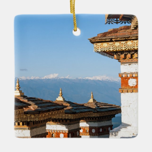 Solnedgång på Dochula Pass - Bhutan, Himalaya Julgransprydnad Keramik (Framsida)