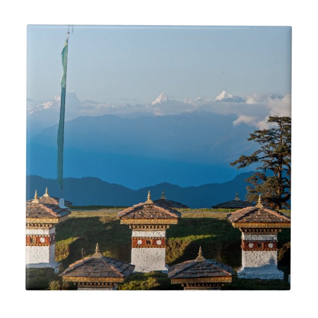 Solnedgång på Dochula Pass - Bhutan, Himalaya Kakelplatta (Framsidan)