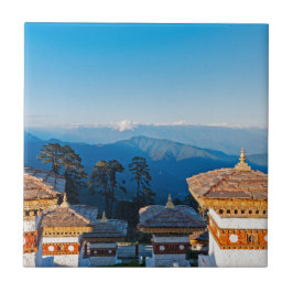 Solnedgång på Dochula Pass - Bhutan, Himalaya Kakelplatta