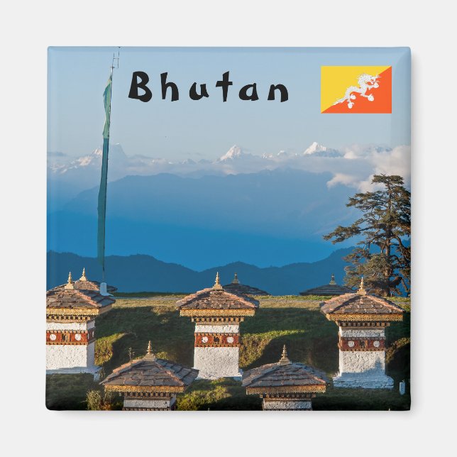 Solnedgång på Dochula Pass - Bhutan, Himalaya Magnet (Framsidan)