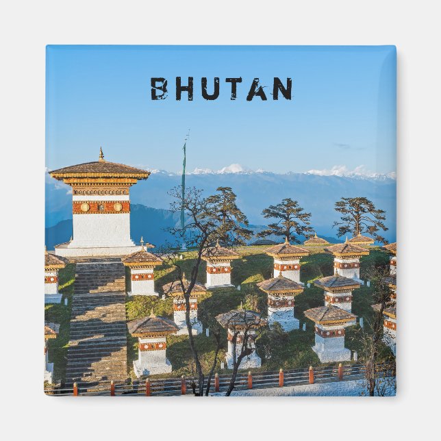 Solnedgång på Dochula Pass - Bhutan, Himalaya Magnet (Framsidan)