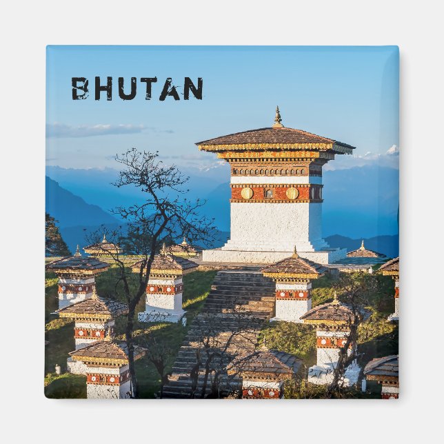 Solnedgång på Dochula Pass - Bhutan, Himalaya Magnet (Framsidan)