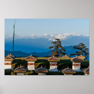 Solnedgång på Dochula Pass - Bhutan, Himalaya Poster
