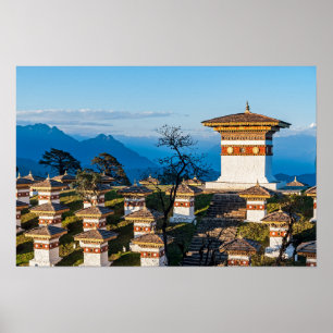Solnedgång på Dochula Pass - Bhutan, Himalaya Poster