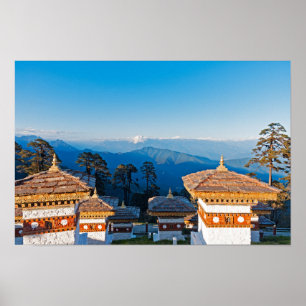 Solnedgång på Dochula Pass - Bhutan, Himalaya Poster