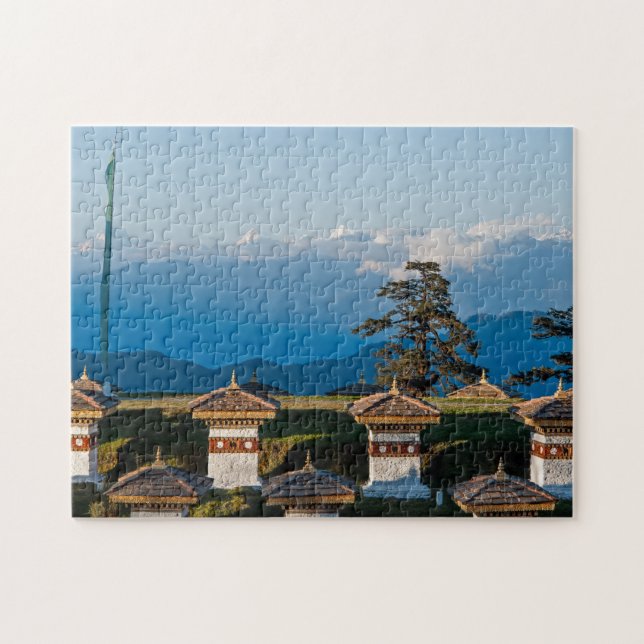 Solnedgång på Dochula Pass - Bhutan, Himalaya Pussel (Horisontell)