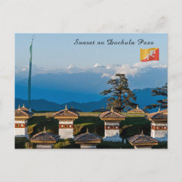 Solnedgång på Dochula Pass - Bhutan, Himalaya Vykort
