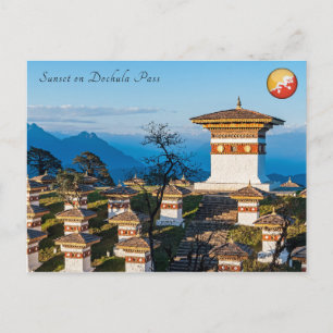 Solnedgång på Dochula Pass - Bhutan, Himalaya Vykort