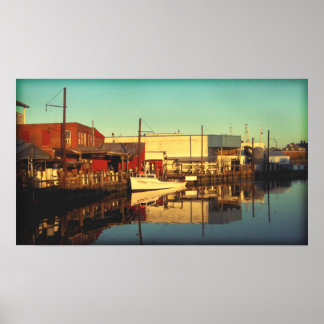 Solnedgång på dockan poster