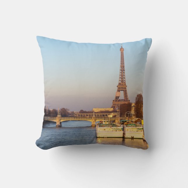 Solnedgång på Eiffel torn och Pont Rouelle - Paris Kudde (Framsida)