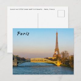 Solnedgång på Eiffel torn och Pont Rouelle - Paris Vykort