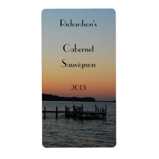 Solnedgång på etiketten Vatten vin Fraktsedel (Framsidan)