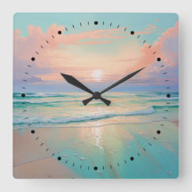 Solnedgång på ett flytande strandlandskap