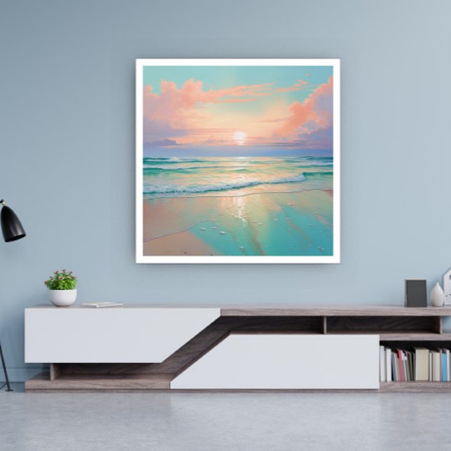 Solnedgång på ett flytande strandlandskap poster (Skapare uppladdad)