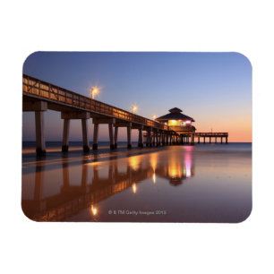Solnedgång på fiskepir, Fort Myers strand, Magnet