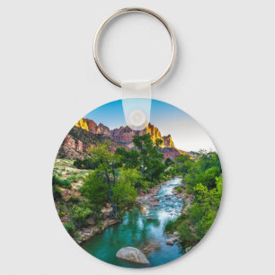 Solnedgång på floden i Zion, Utah Nyckelring