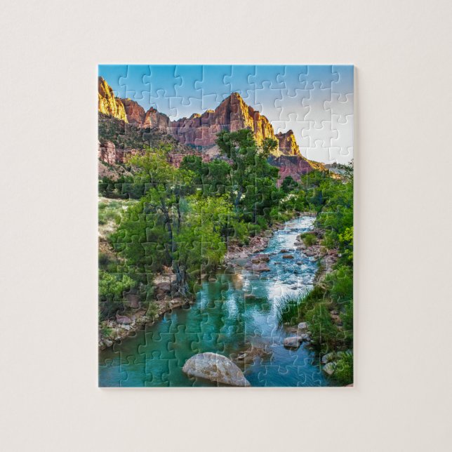 Solnedgång på floden i Zion, Utah Pussel (Vertikal)