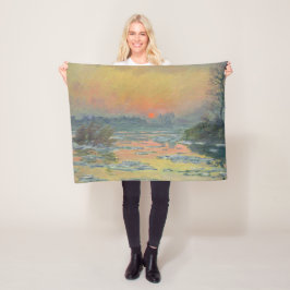 Solnedgång på floden Seine i Winter (Claude Monet) Fleecefilt