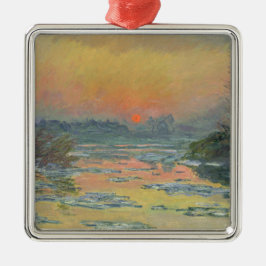 Solnedgång på floden Seine i Winter (Claude Monet) Julgransprydnad Metall