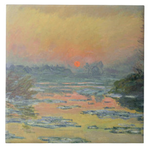 Solnedgång på floden Seine i Winter (Claude Monet) Kakelplatta