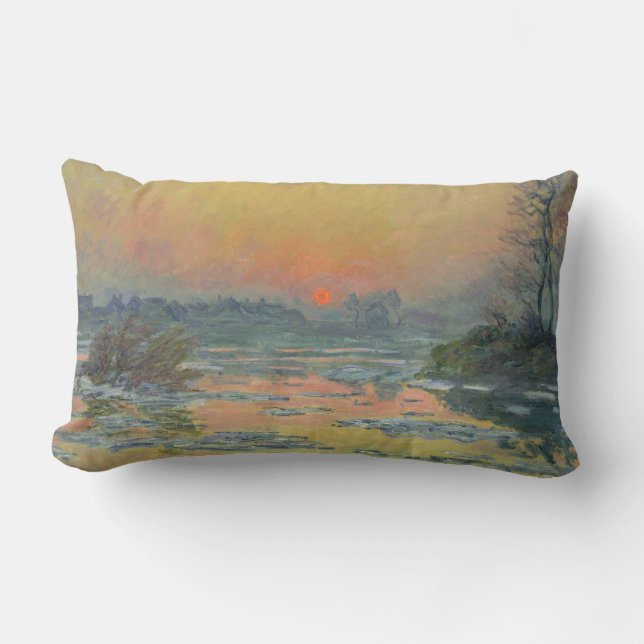 Solnedgång på floden Seine i Winter (Claude Monet) Lumbarkudde (Framsida)