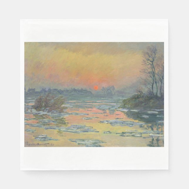 Solnedgång på floden Seine i Winter (Claude Monet) Pappersservett (Framsidan)
