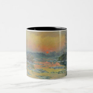 Solnedgång på floden Seine i Winter (Claude Monet) Två-Tonad Mugg