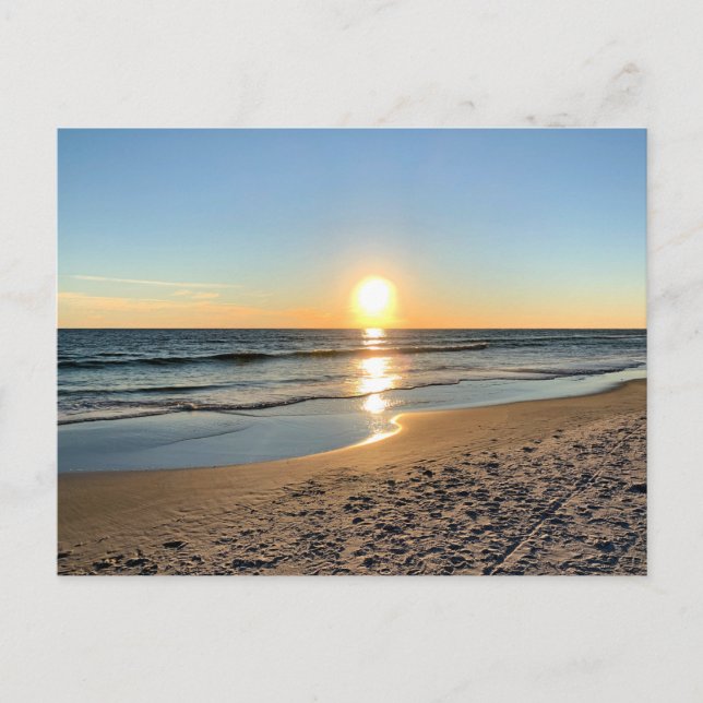 Solnedgång på Golden Beach kustfotografering Vykort (Framsida)